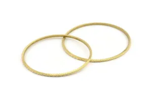 61mm Circle Connectors - 12 Textured Raw Brass Circle Connectors (61x2x2mm) D1478