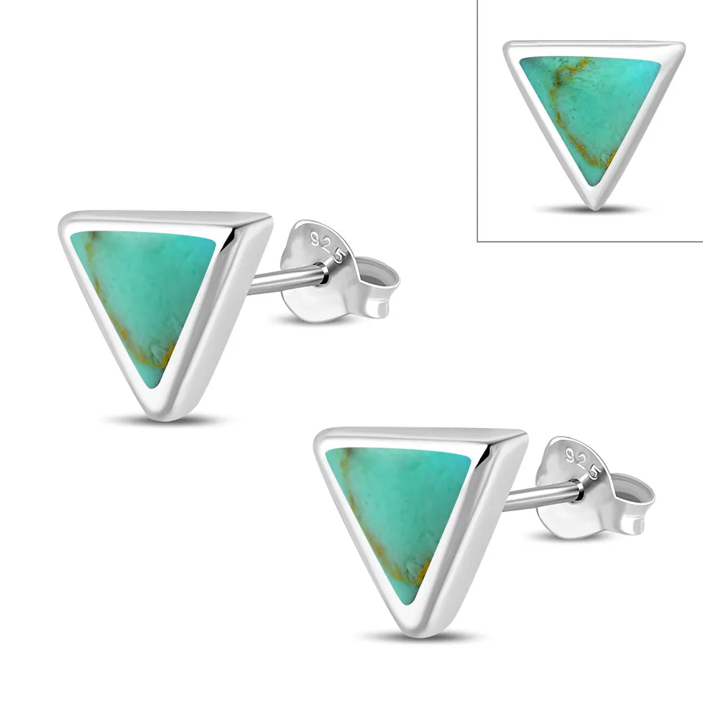 7.00mm | Turquoise Triangle Silver Stud Earrings