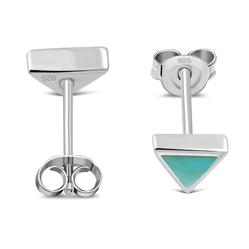 7.00mm | Turquoise Triangle Silver Stud Earrings