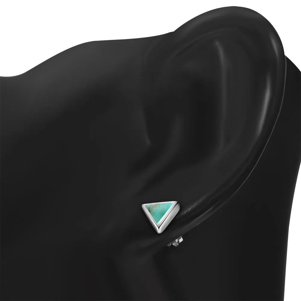 7.00mm | Turquoise Triangle Silver Stud Earrings