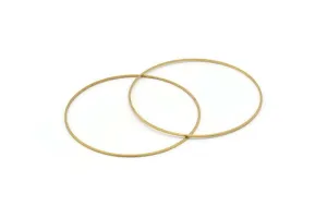 70mm Circle Connectors - 12 Raw Brass Circle Connectors (70x1x1mm) Bs 1103