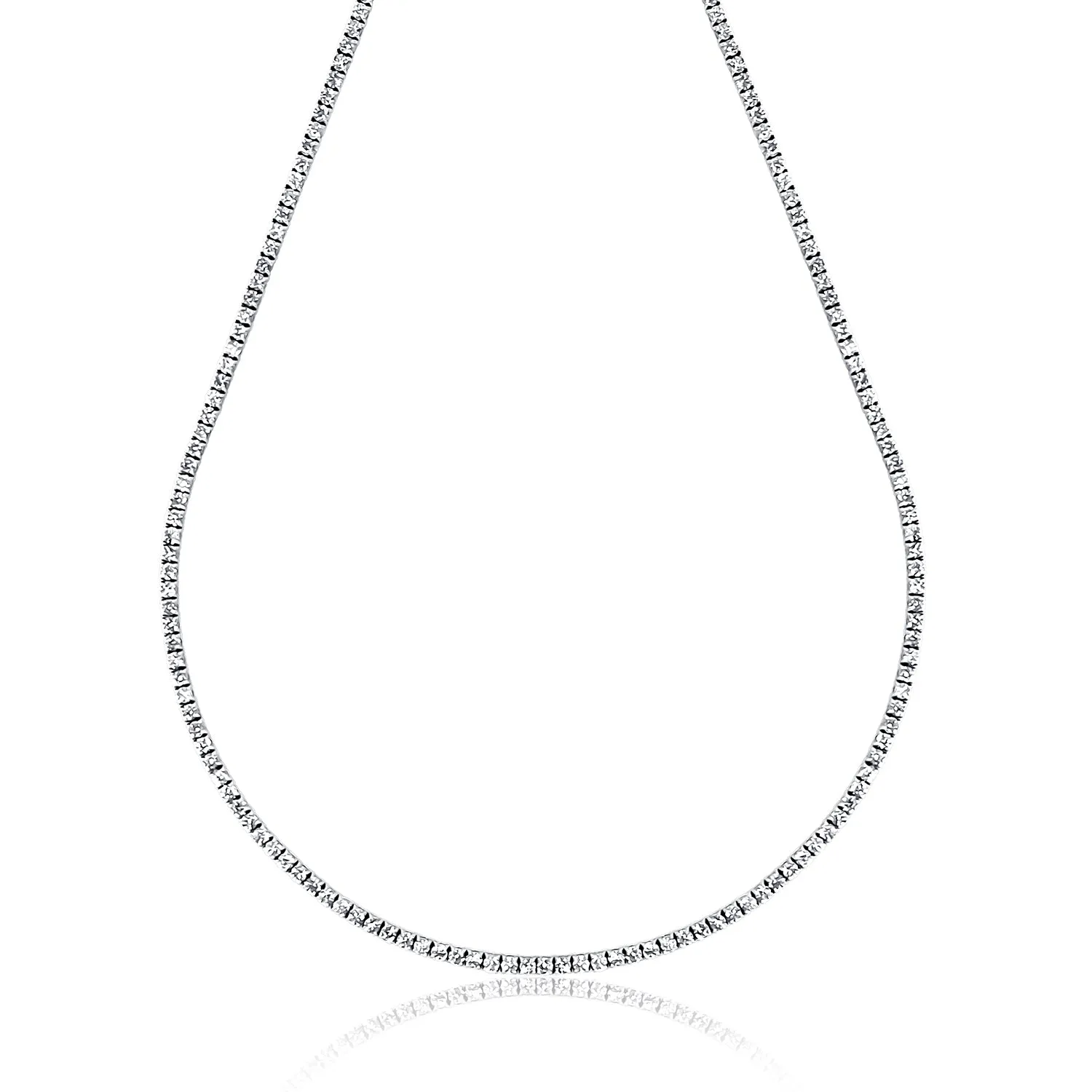 7.61 Cttw Round Diamond Tennis Necklace set in 14K White Gold