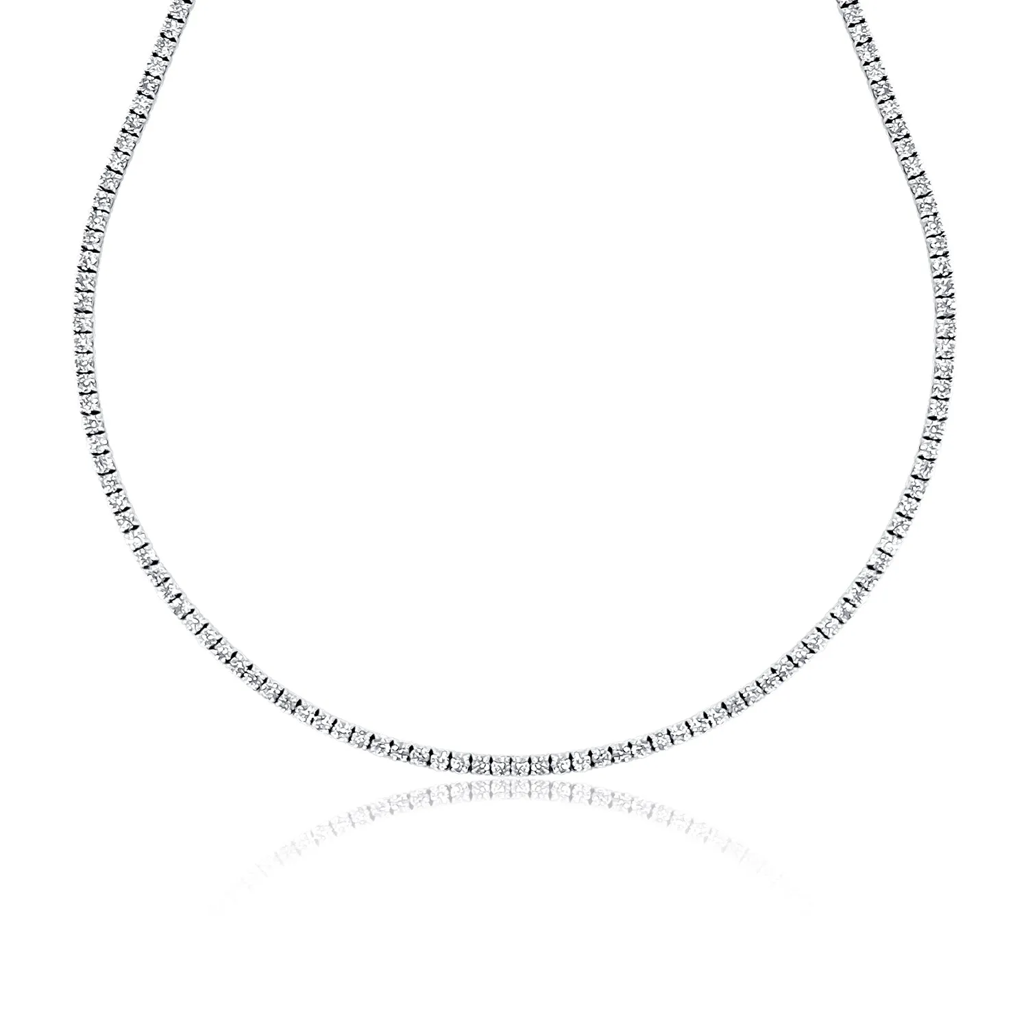 7.61 Cttw Round Diamond Tennis Necklace set in 14K White Gold