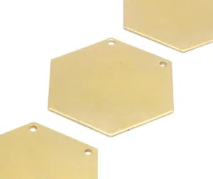 8 Raw Brass Hexagon Blanks 2 Hole (35x0.80 Mm) A0840