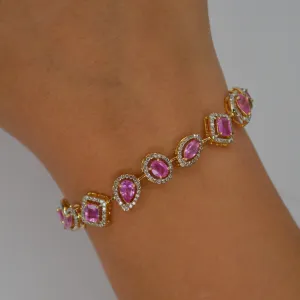 8.84ct Ruby Diamond 14K Gold Multi Shape Bracelet