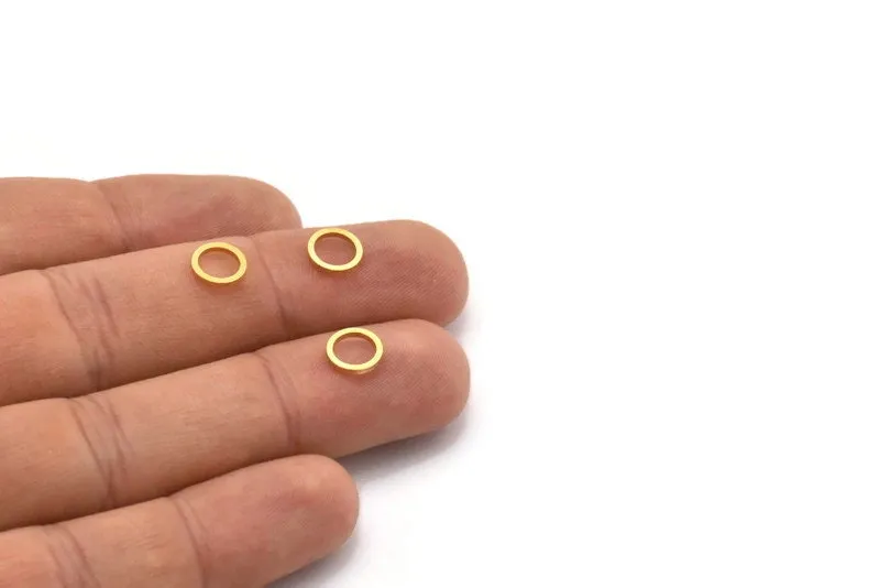 8mm Circle Connectors - 100 Raw Brass Circle Connectors (8x1x0.80mm) A6168