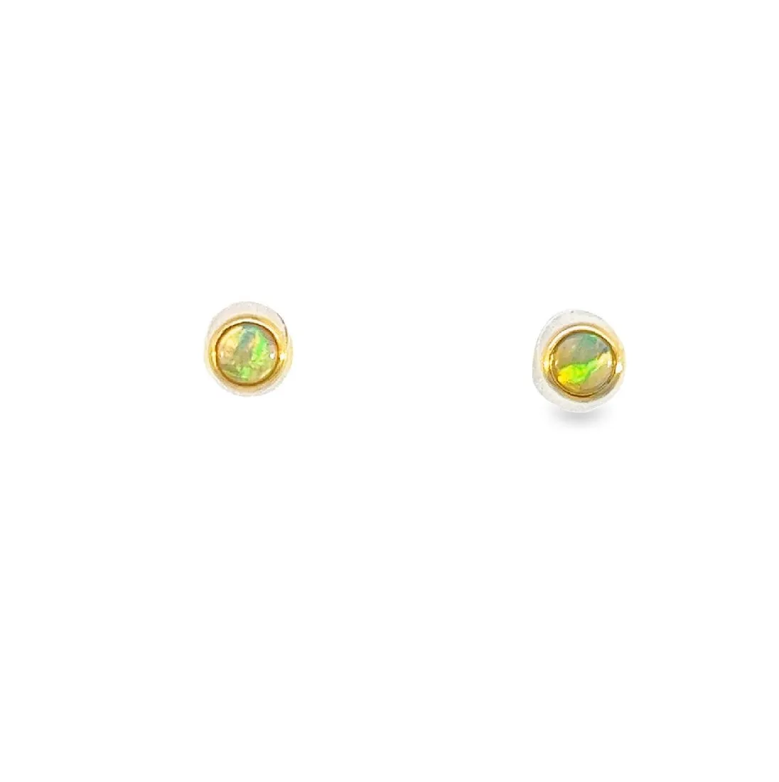 9KT Yellow Gold Crystal Opal Stud Earrings, 3.5mm, Dainty Handmade Gift for Her, Birthstone Jewelry