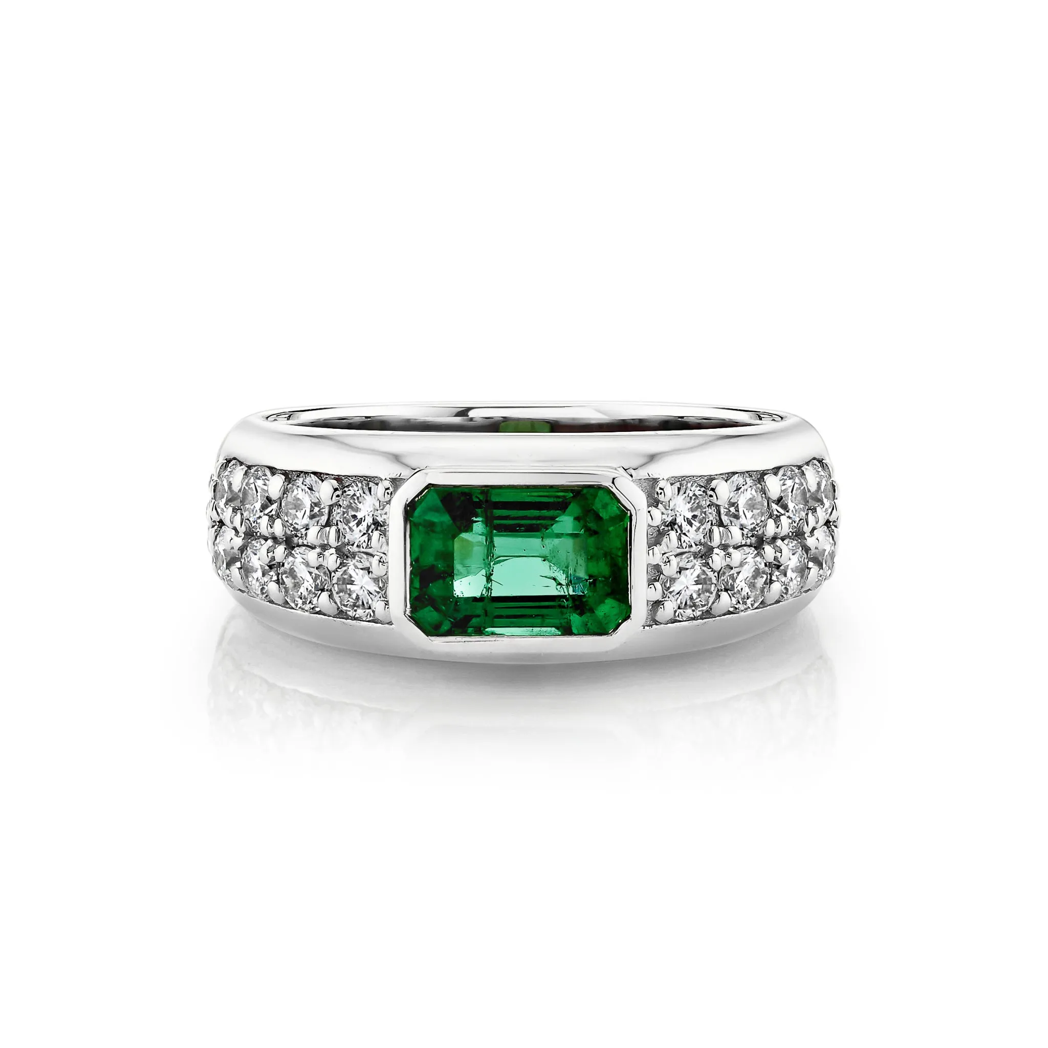 Abundantia Emerald Cut Emerald Diamond Pavé Ring