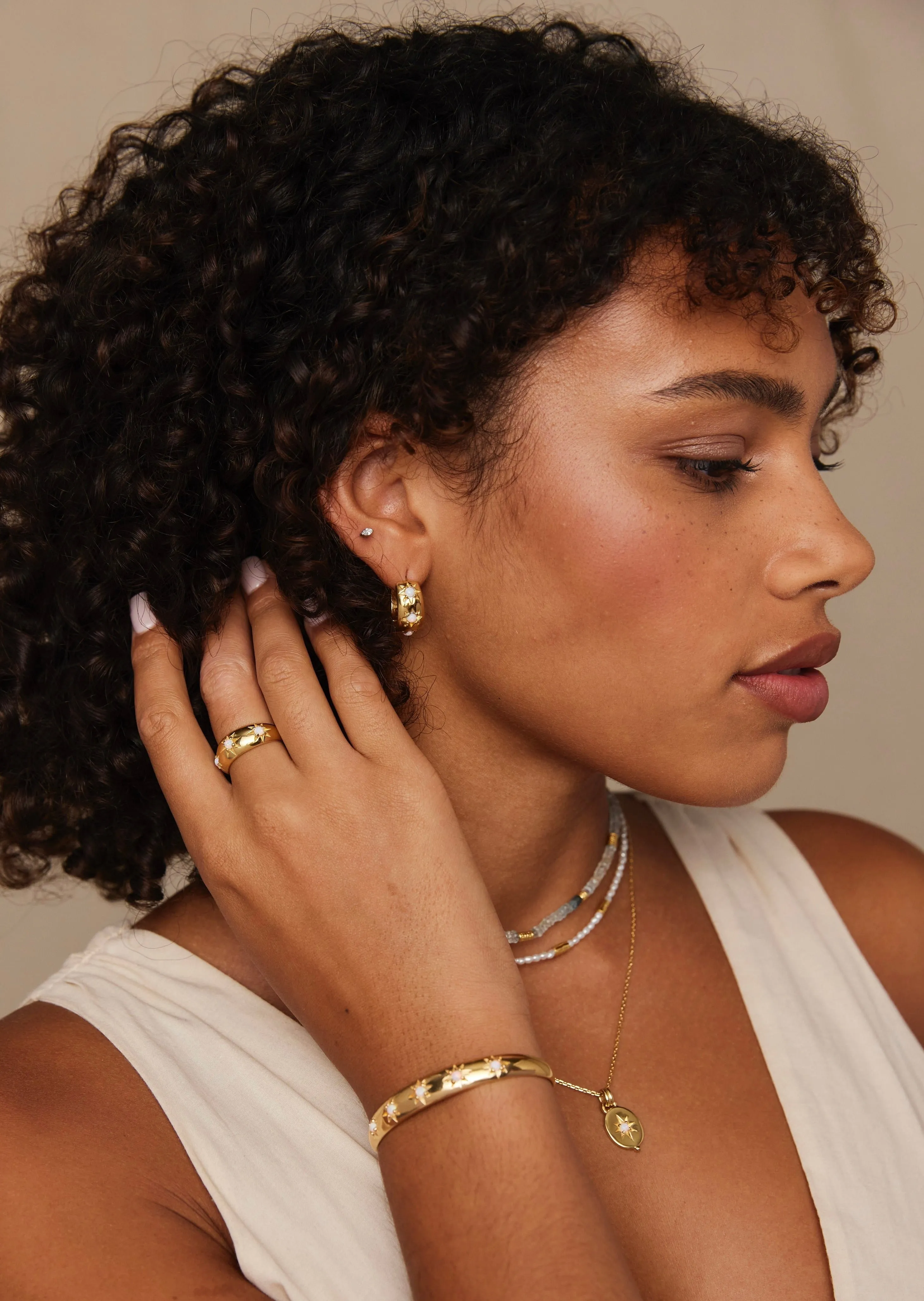 Alina Opal Gold Hoops