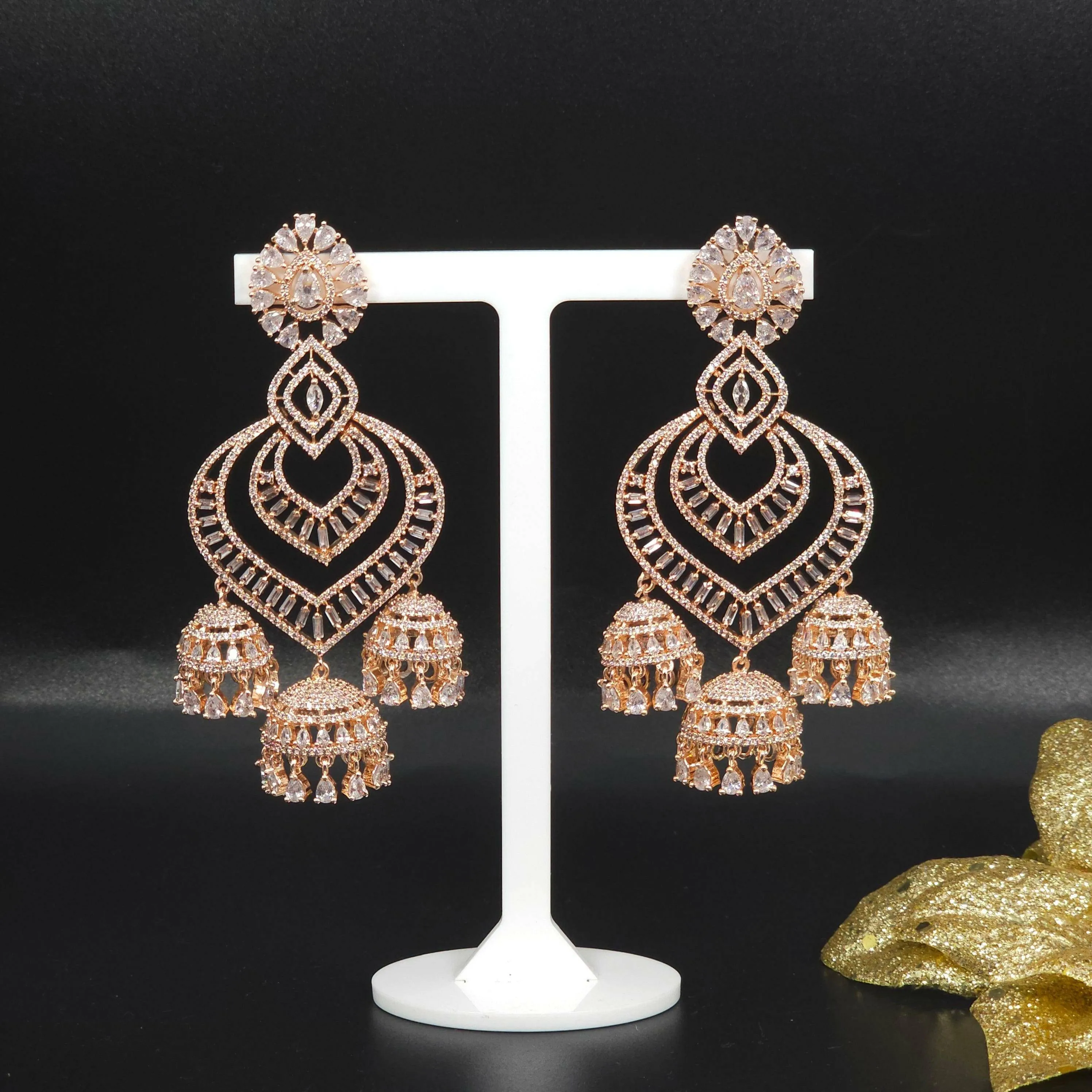 American Diamond Jhumka Earrings | Silver Jhumka Earrings