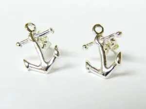 Anchor stud earring • Sterling silver anchor studs • Trendy Nautical jewelry • Sterling Silver studs