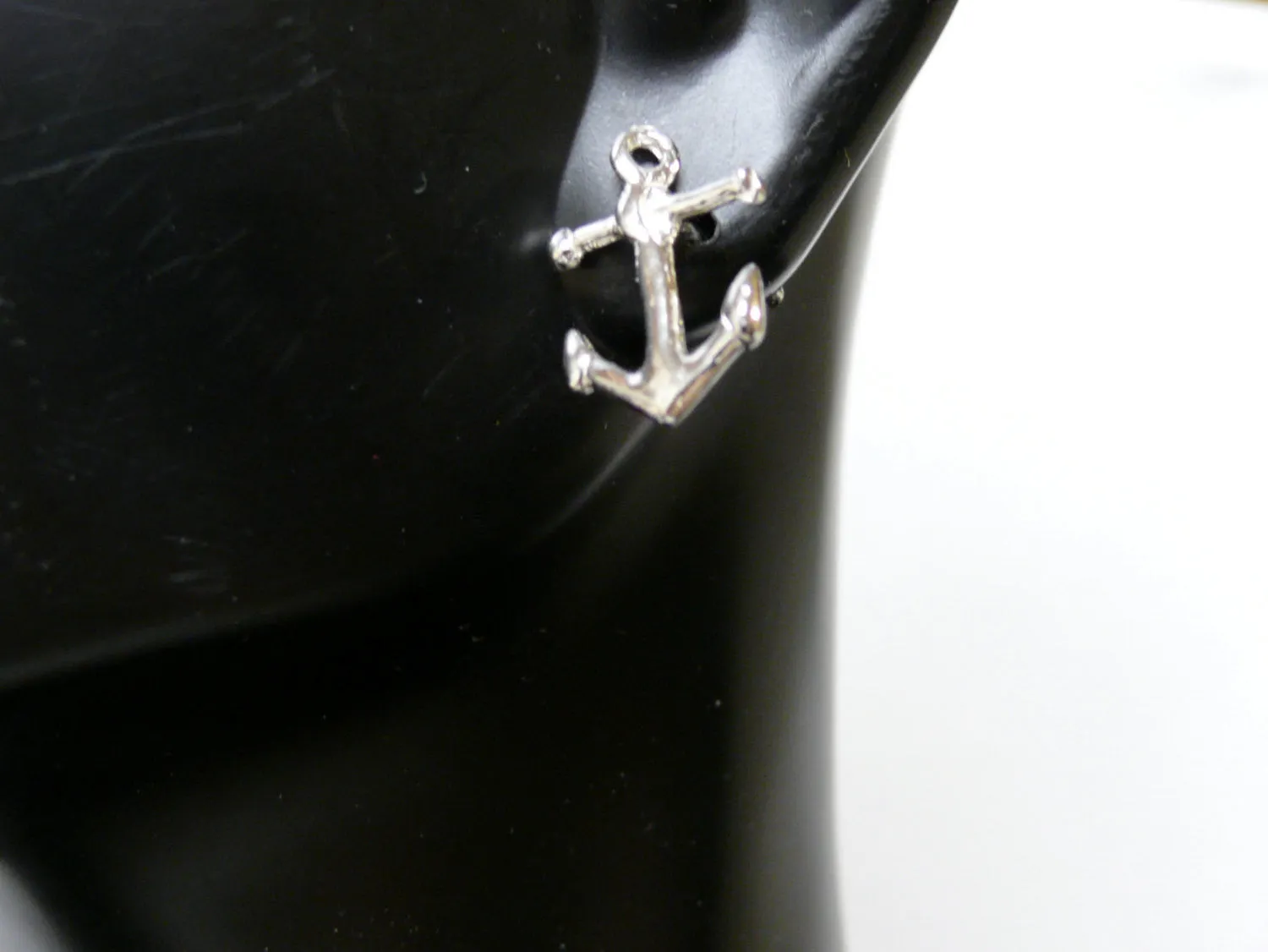 Anchor stud earring • Sterling silver anchor studs • Trendy Nautical jewelry • Sterling Silver studs