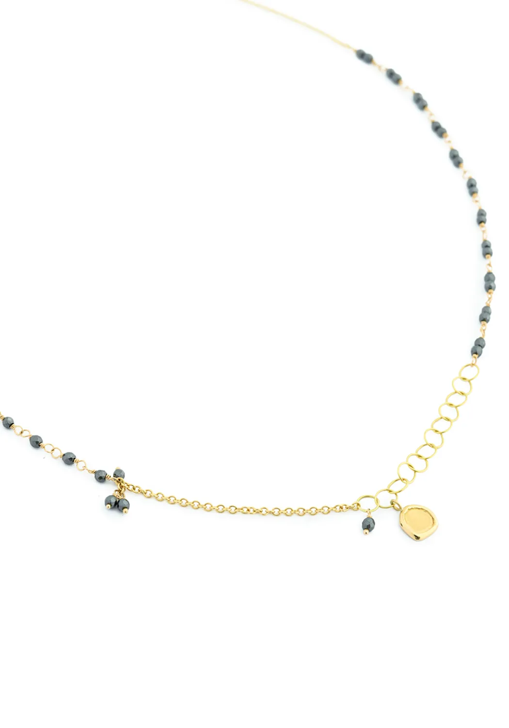 Anne Sportun Gold Tied Hematite Bead Chain Necklace | 17"