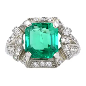 Art Deco Emerald & Diamond Ring