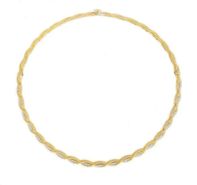 Barocco Braided Diamond Necklace in Yellow Gold