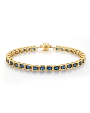 Bezel Emerald Ballier Bracelet- Blue Sapphire- Gold