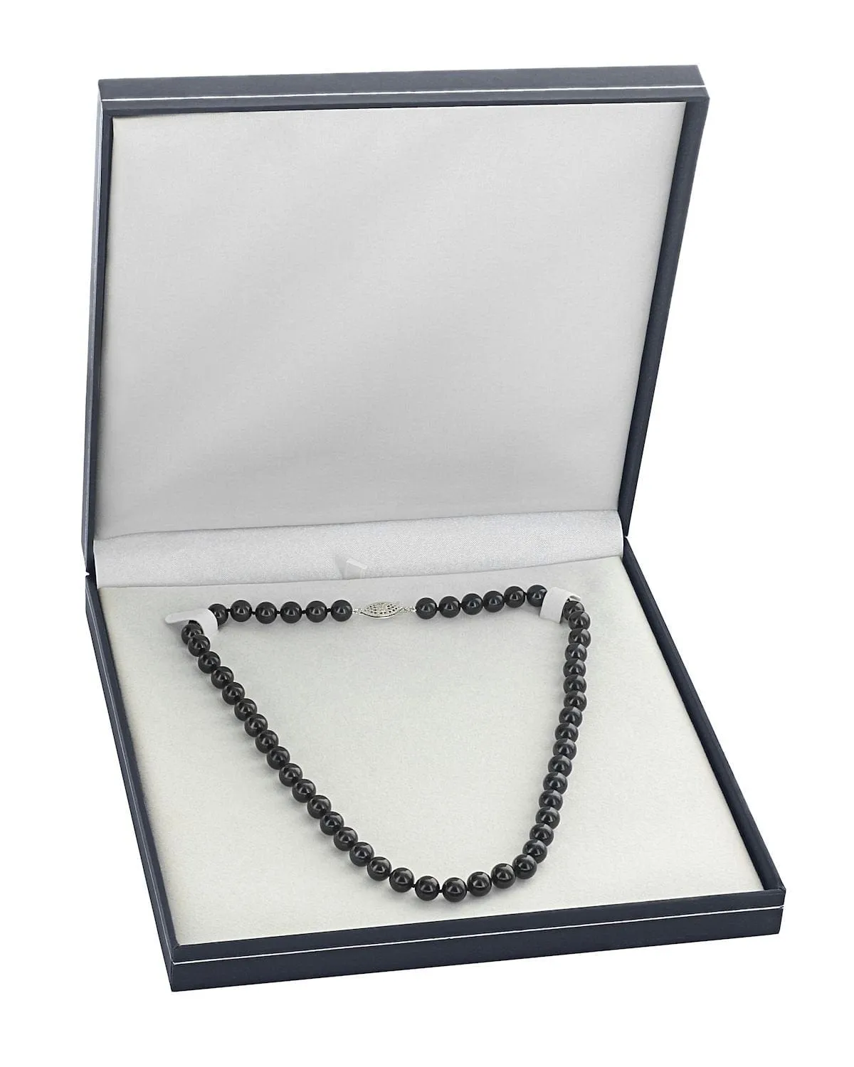 Black Japanese Akoya Pearl Necklace, 7.5-8.0mm - AA  Quality