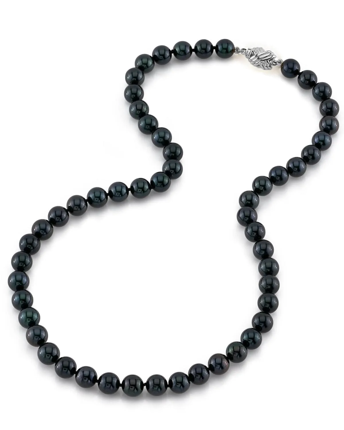 Black Japanese Akoya Pearl Necklace, 7.5-8.0mm - AA  Quality