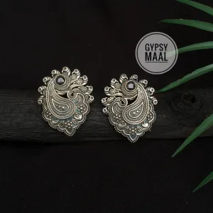 Black Paisley Ear Studs