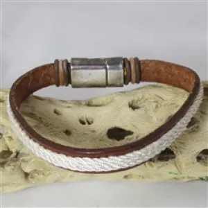 Brown and Cream Leather Bracelet For A Man