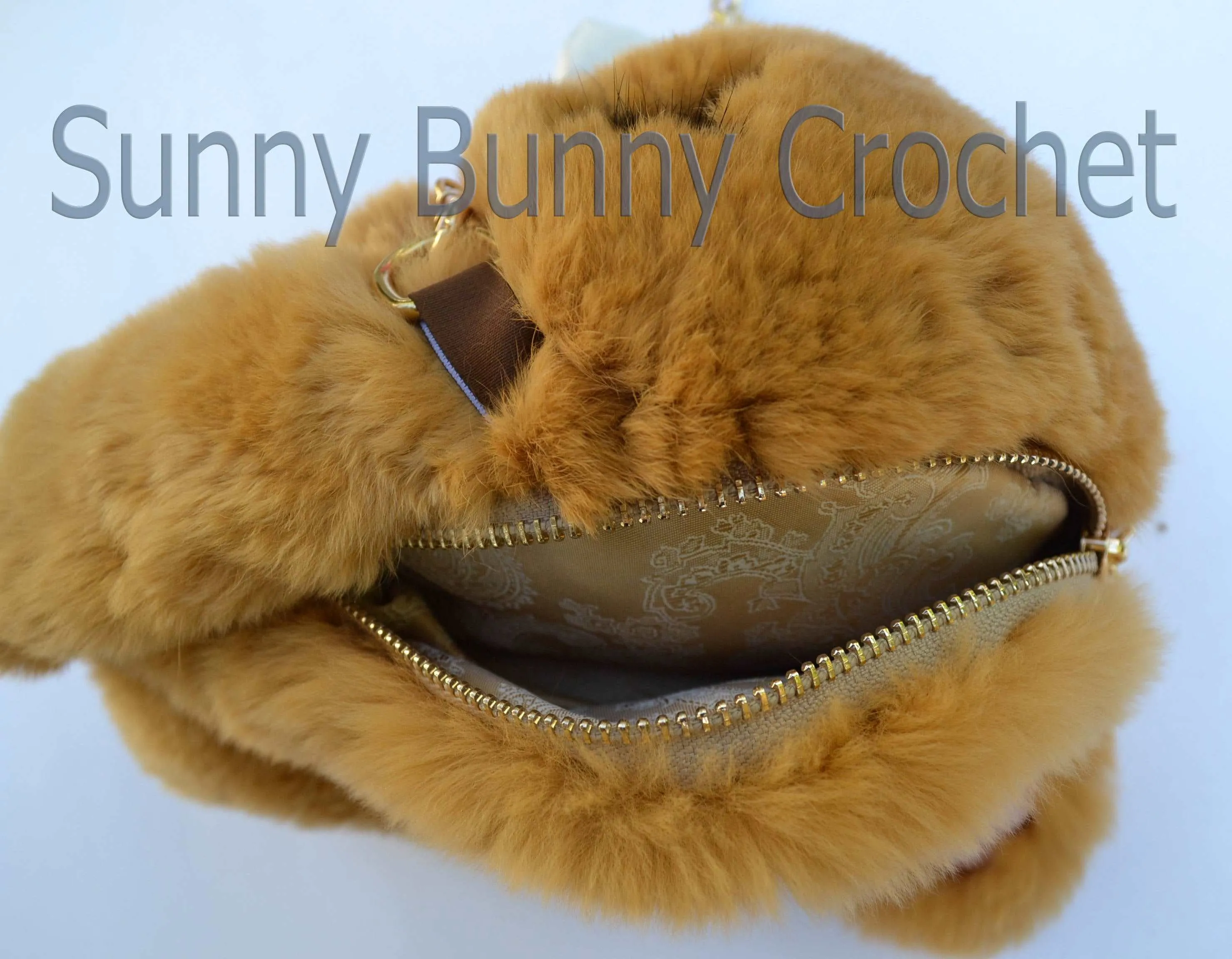 Brown Rabbit Handbag Girls Shoulder Bag Rabbit Bag Real Fur Backpack Women Purse  Phone Bag Animal Bag with Chain Clutch Purse Cosmetic Bag