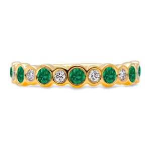 Bubbly Emerald and Diamond Ring