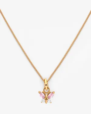 Butterfly Gem Necklace - Gold