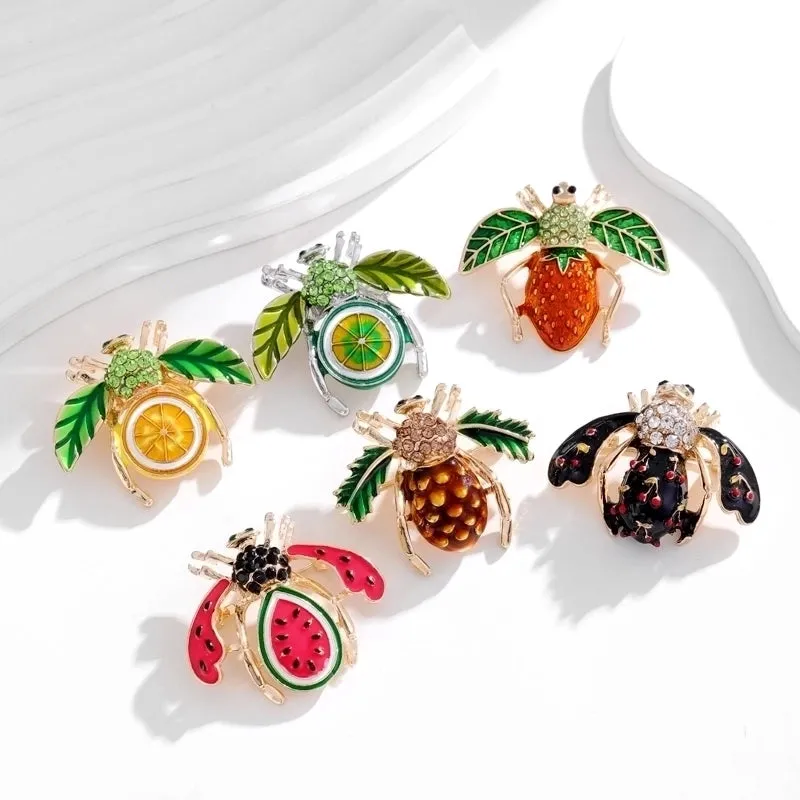 Cartoon Style Animal Fruit Bee Alloy Unisex Corsage Brooches Collar Pin