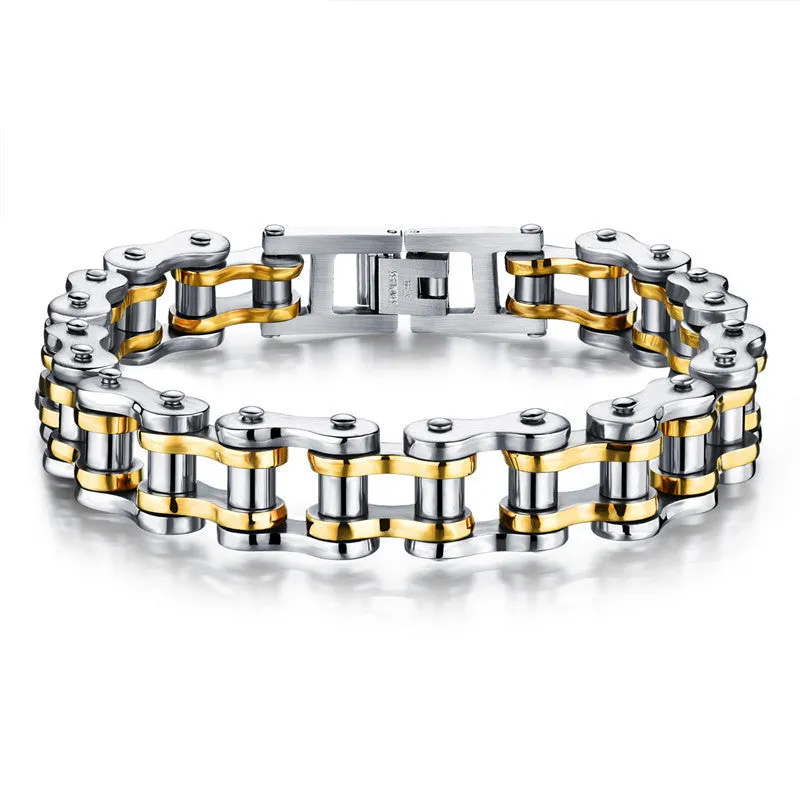 Classical Bicycle Heavy Metal Motorcycle Chain Bracelet Punk Style 316L Stainless Steel Bracelets Bangles For Men Jewelry