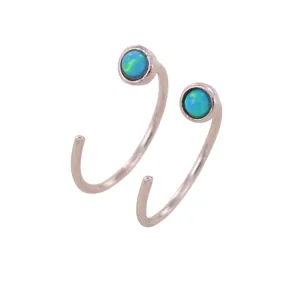 Crescent Blue Opal Sterling Silver Hoop Earring