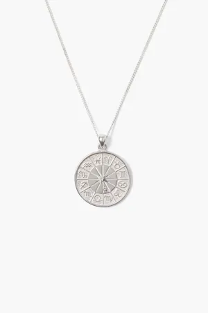 Custom Diamond Zodiac Coin Necklace Silver