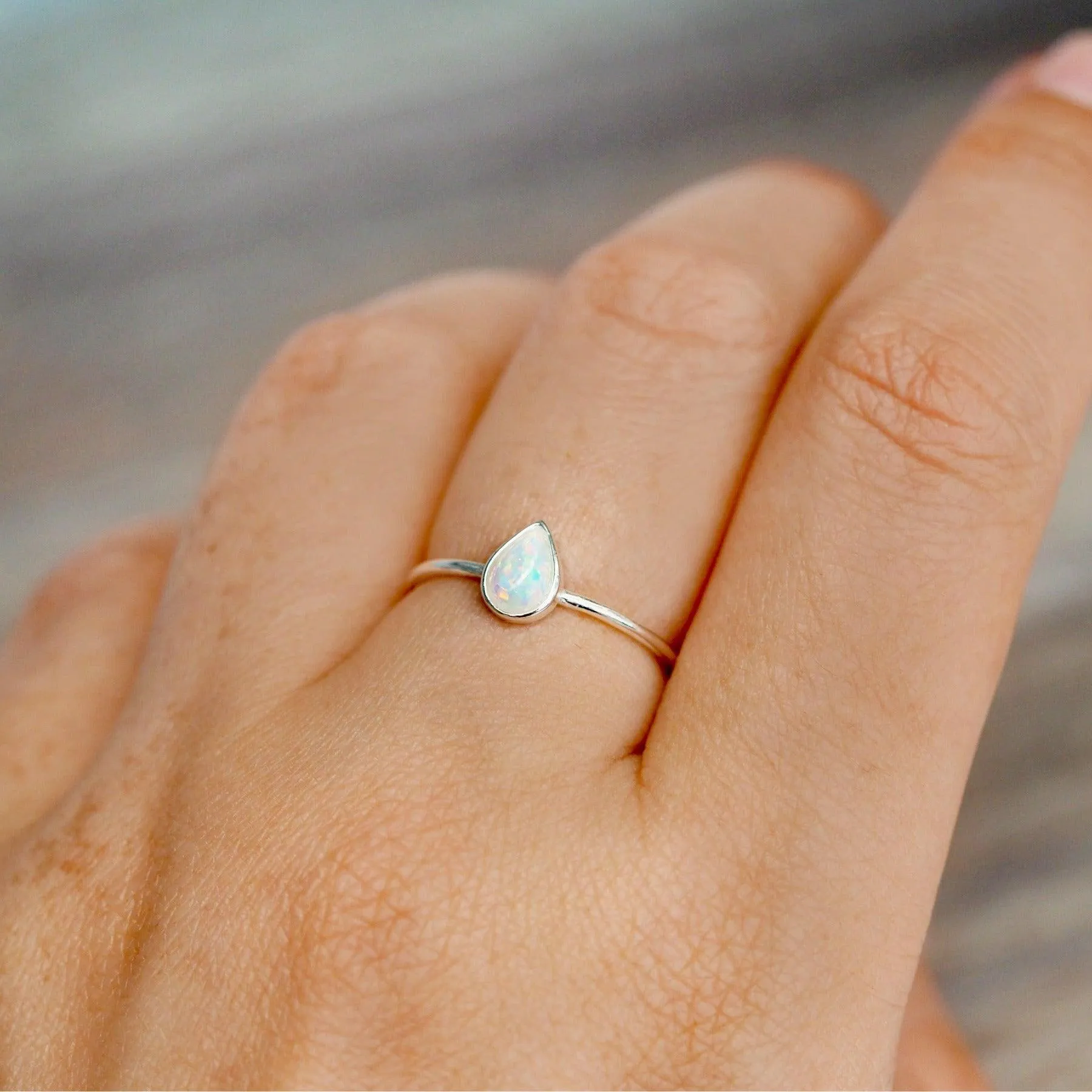 Dainty Opal Tear Drop Set