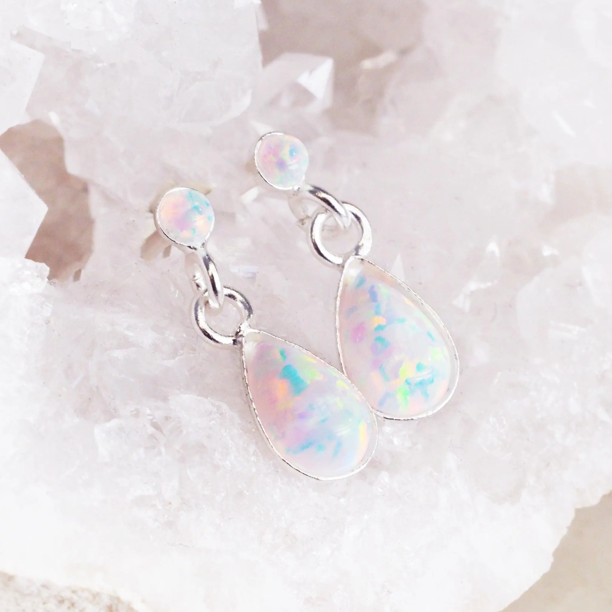 Dainty Opal Tear Drop Set