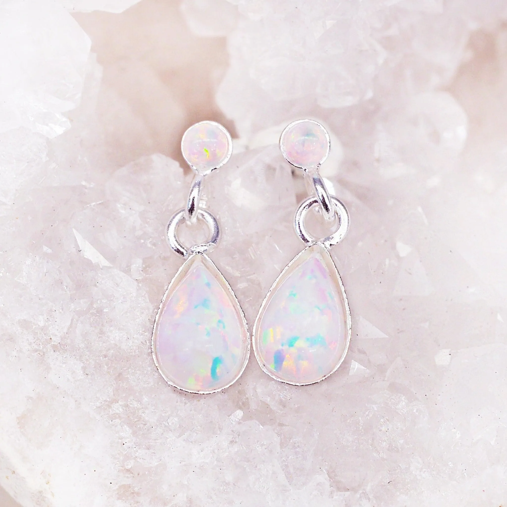 Dainty Opal Tear Drop Set