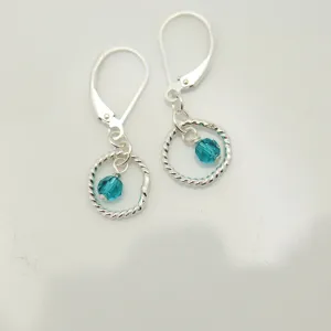 December - Blue Zircon Birthstone Sterling Silver Earrings