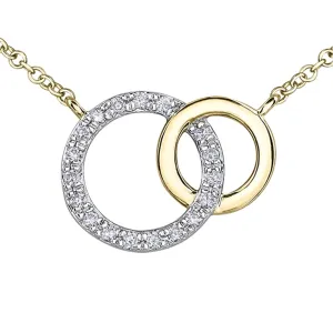 Diamond and Yellow Gold Interlocked Circle Necklace