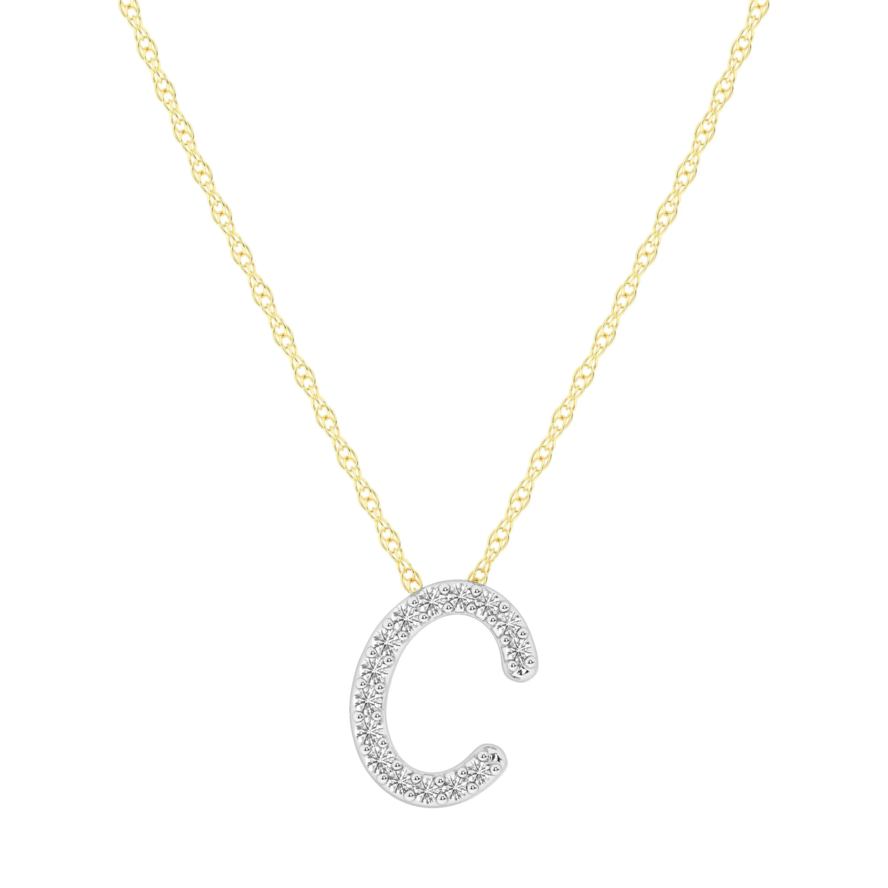 Diamond Initial Slider Necklace in 9ct Yellow Gold