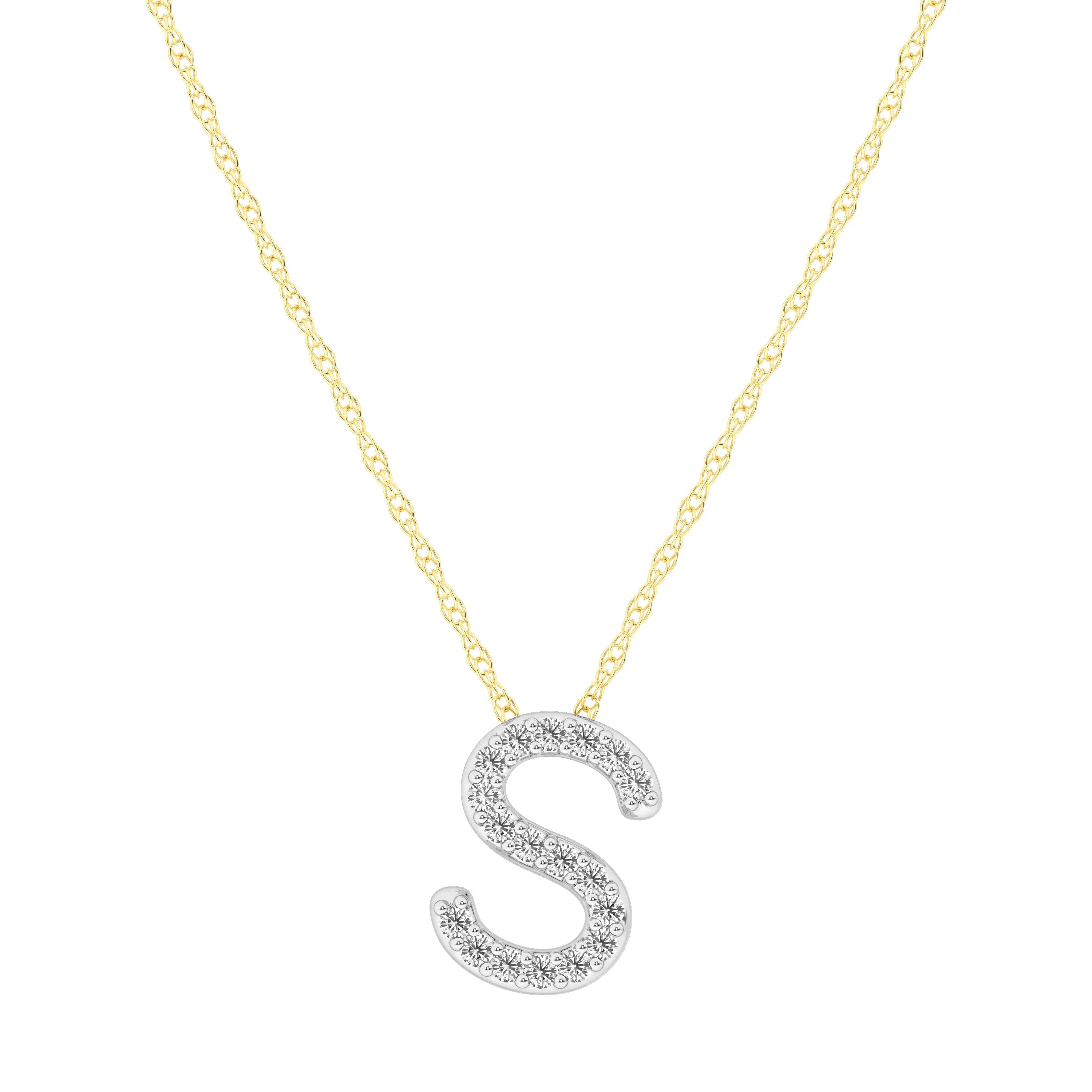 Diamond Initial Slider Necklace in 9ct Yellow Gold