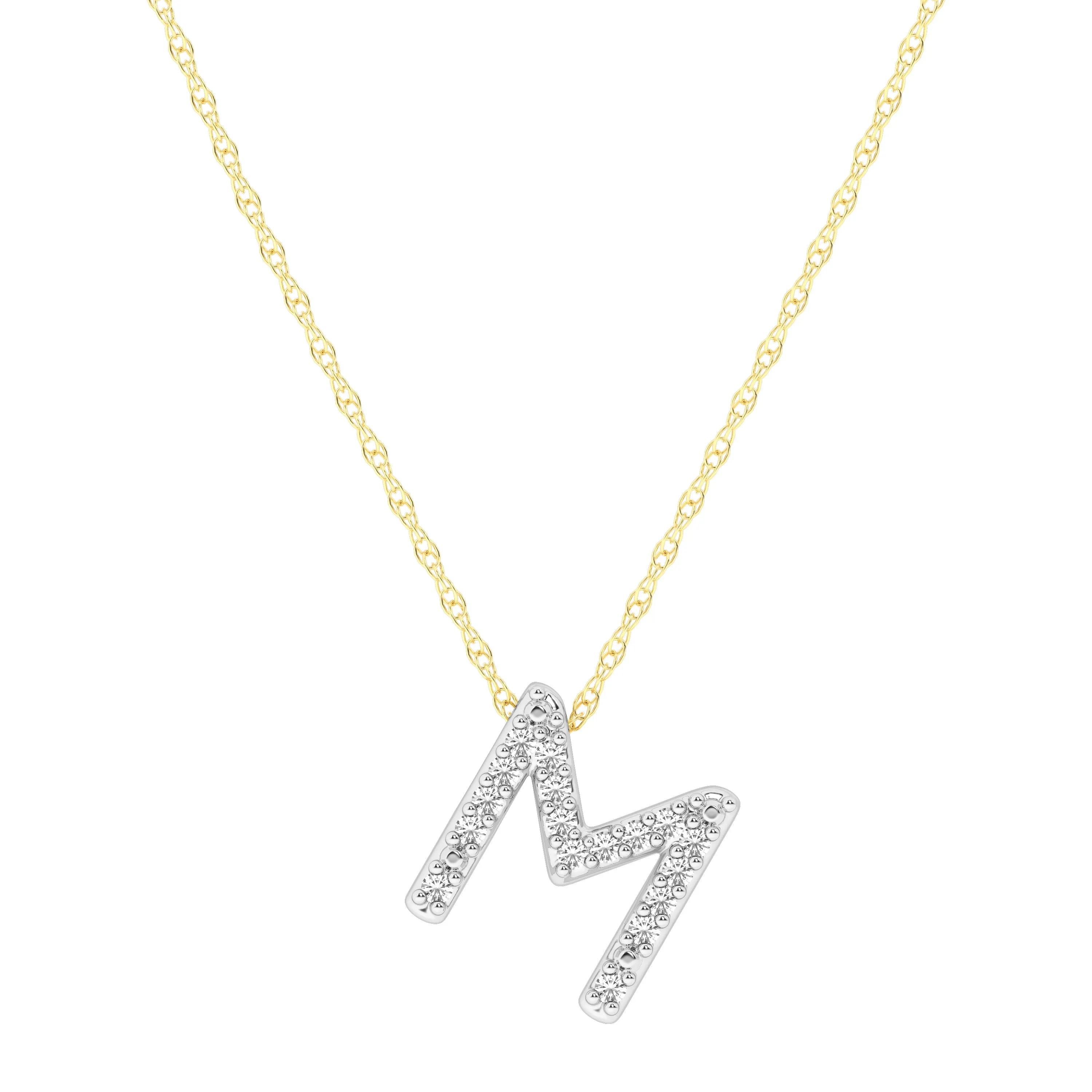 Diamond Initial Slider Necklace in 9ct Yellow Gold