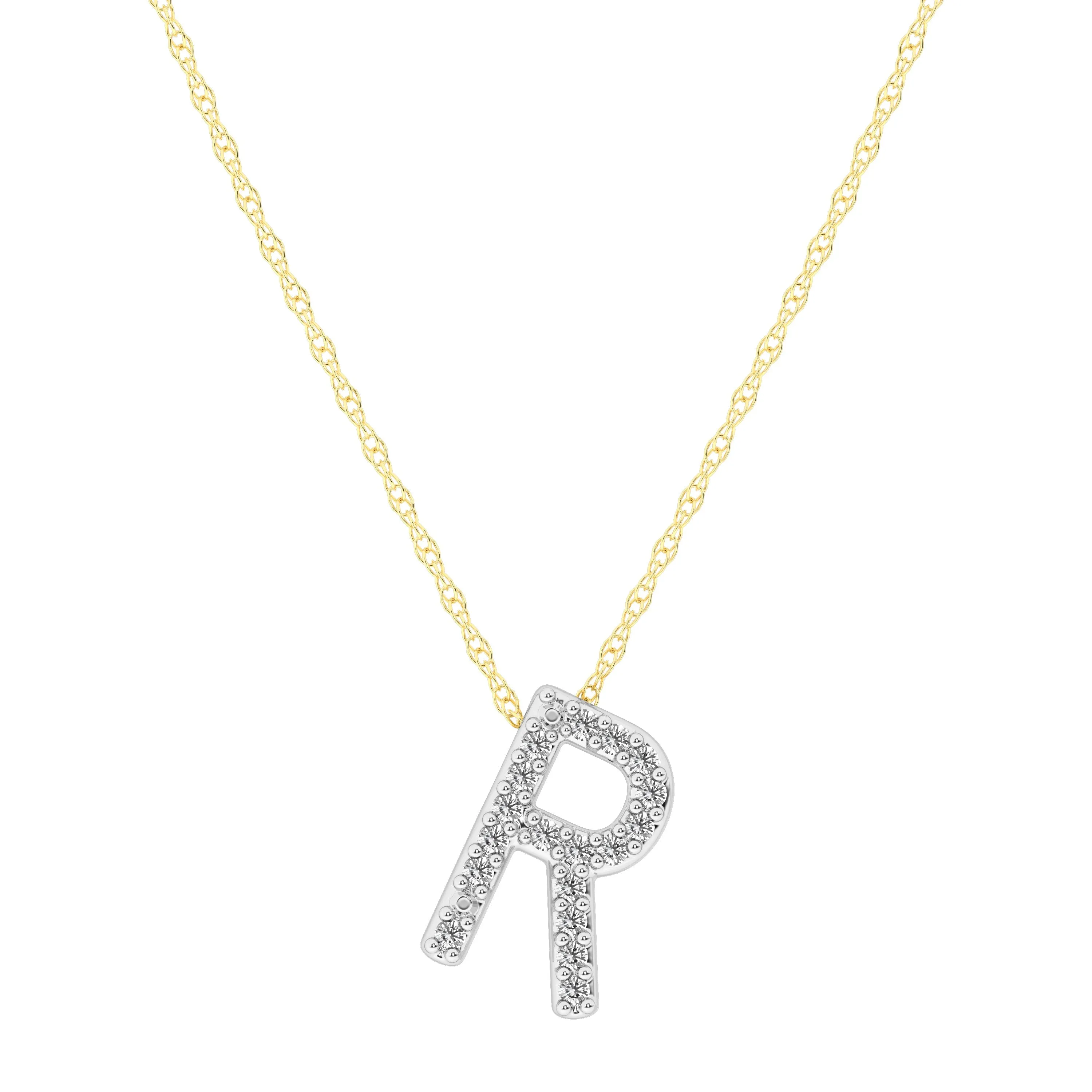 Diamond Initial Slider Necklace in 9ct Yellow Gold