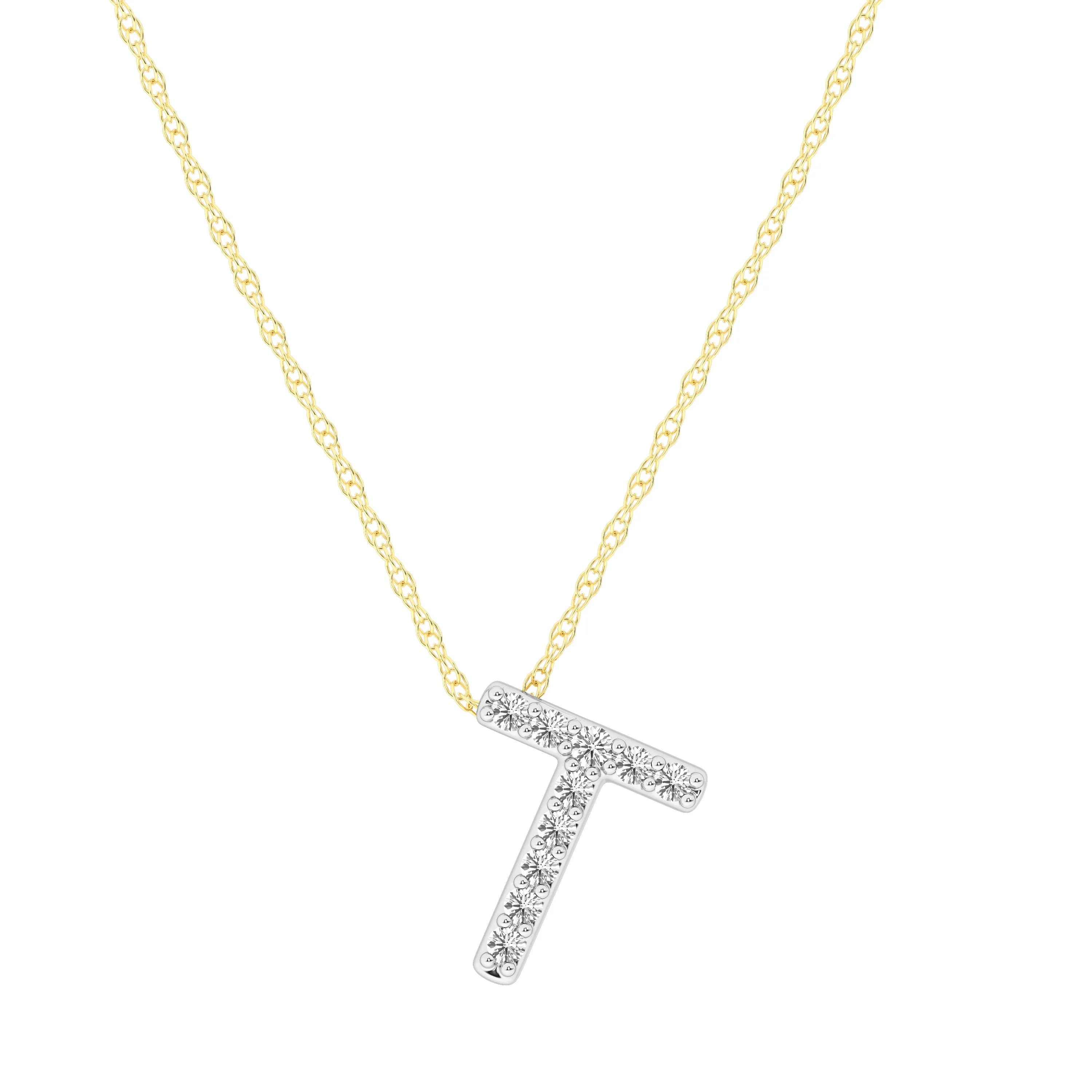 Diamond Initial Slider Necklace in 9ct Yellow Gold