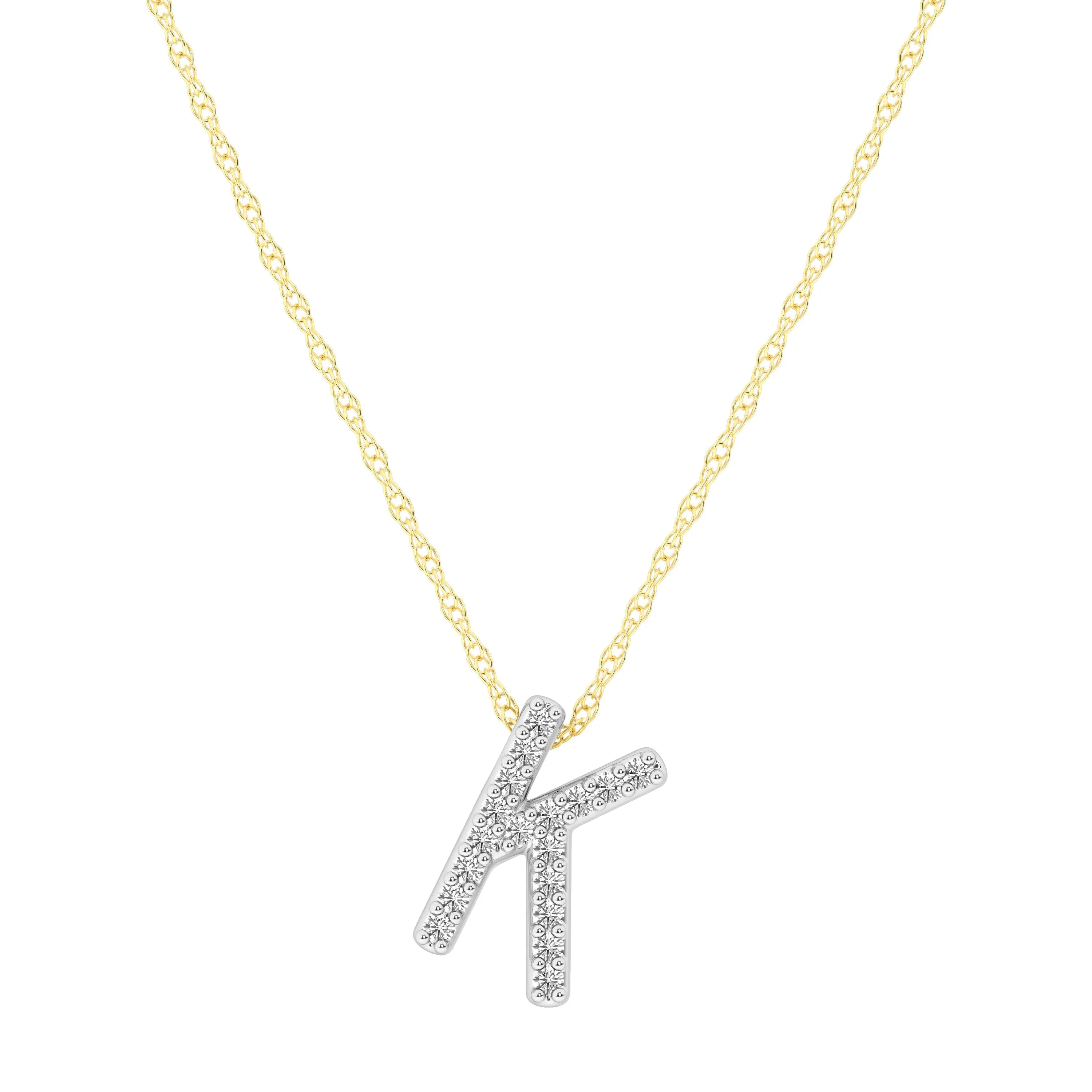 Diamond Initial Slider Necklace in 9ct Yellow Gold