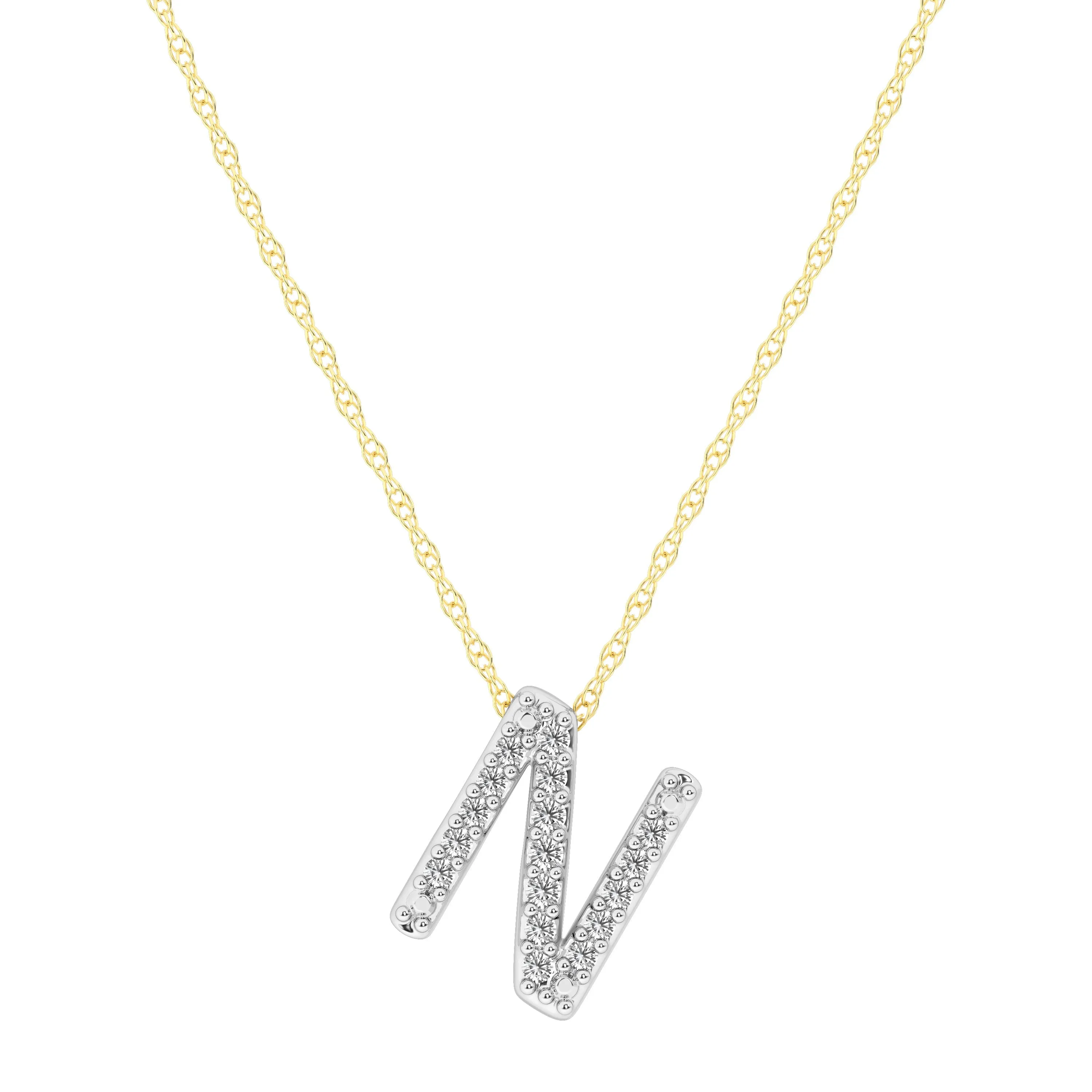 Diamond Initial Slider Necklace in 9ct Yellow Gold