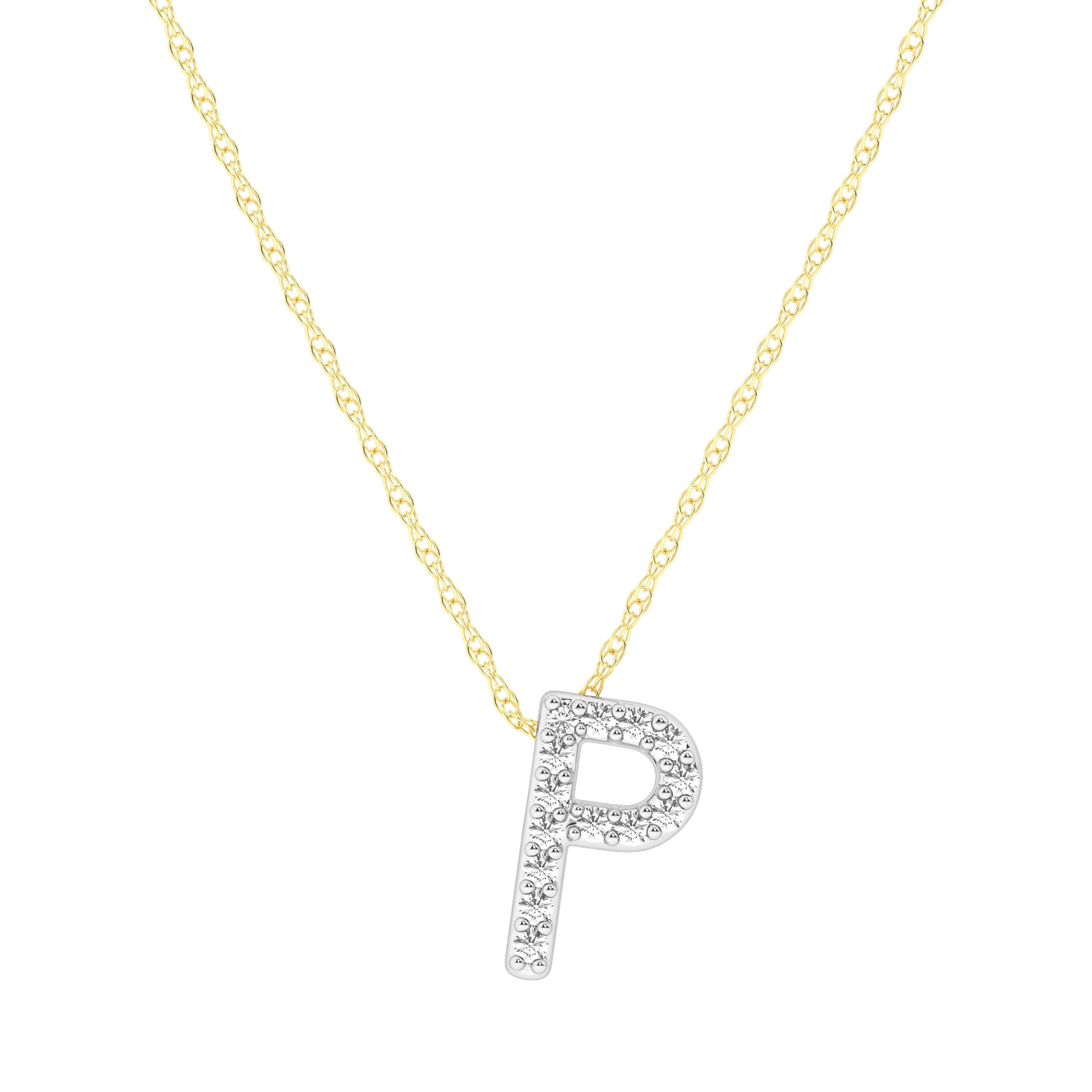 Diamond Initial Slider Necklace in 9ct Yellow Gold