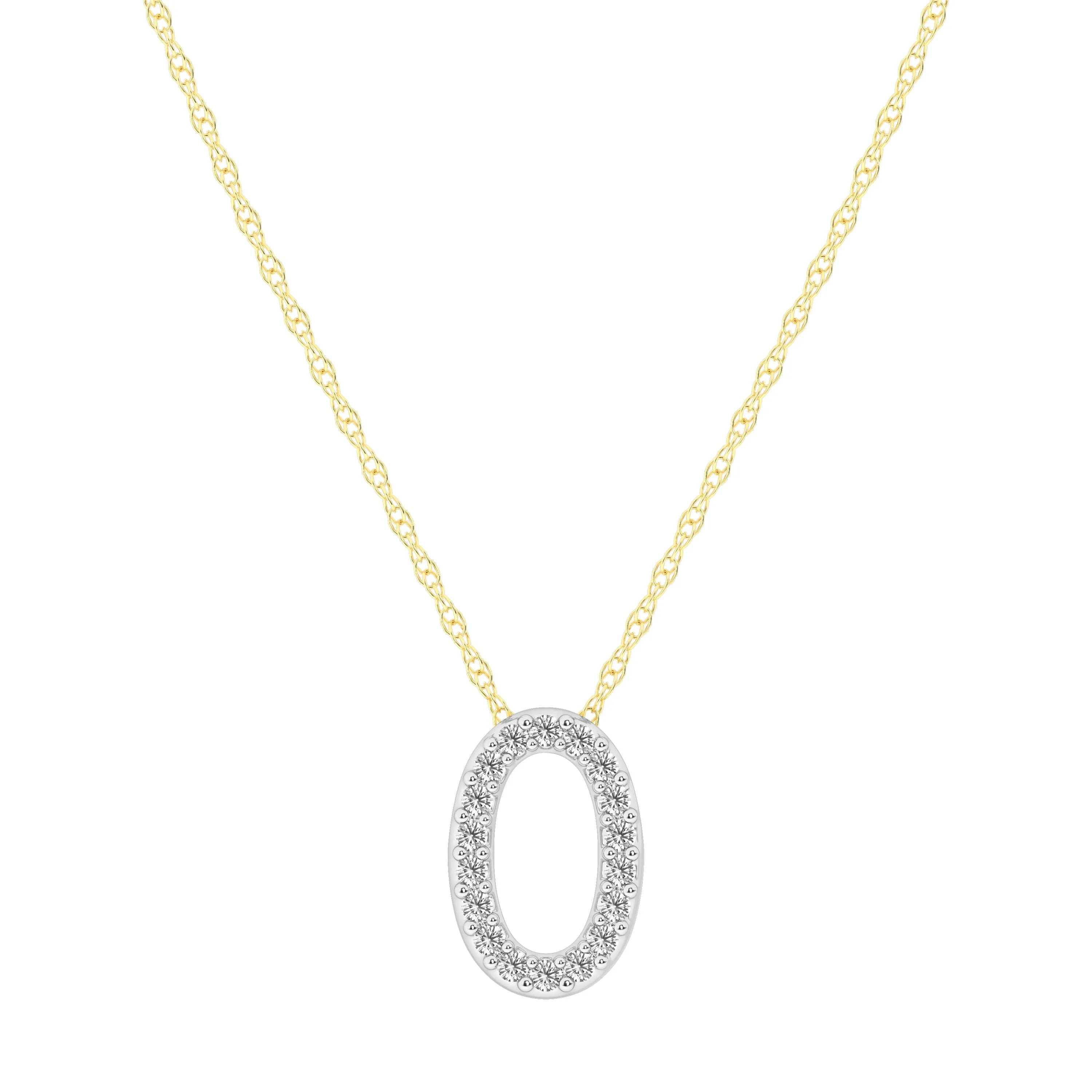 Diamond Initial Slider Necklace in 9ct Yellow Gold