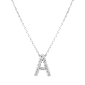 Diamond Initial Slider Necklace in Sterling Silver