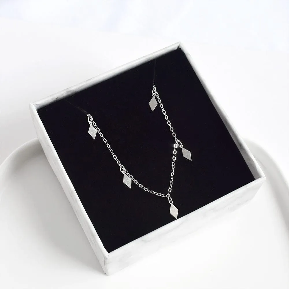 Diamond Shaped Pendants 925 Sterling Silver Anklet