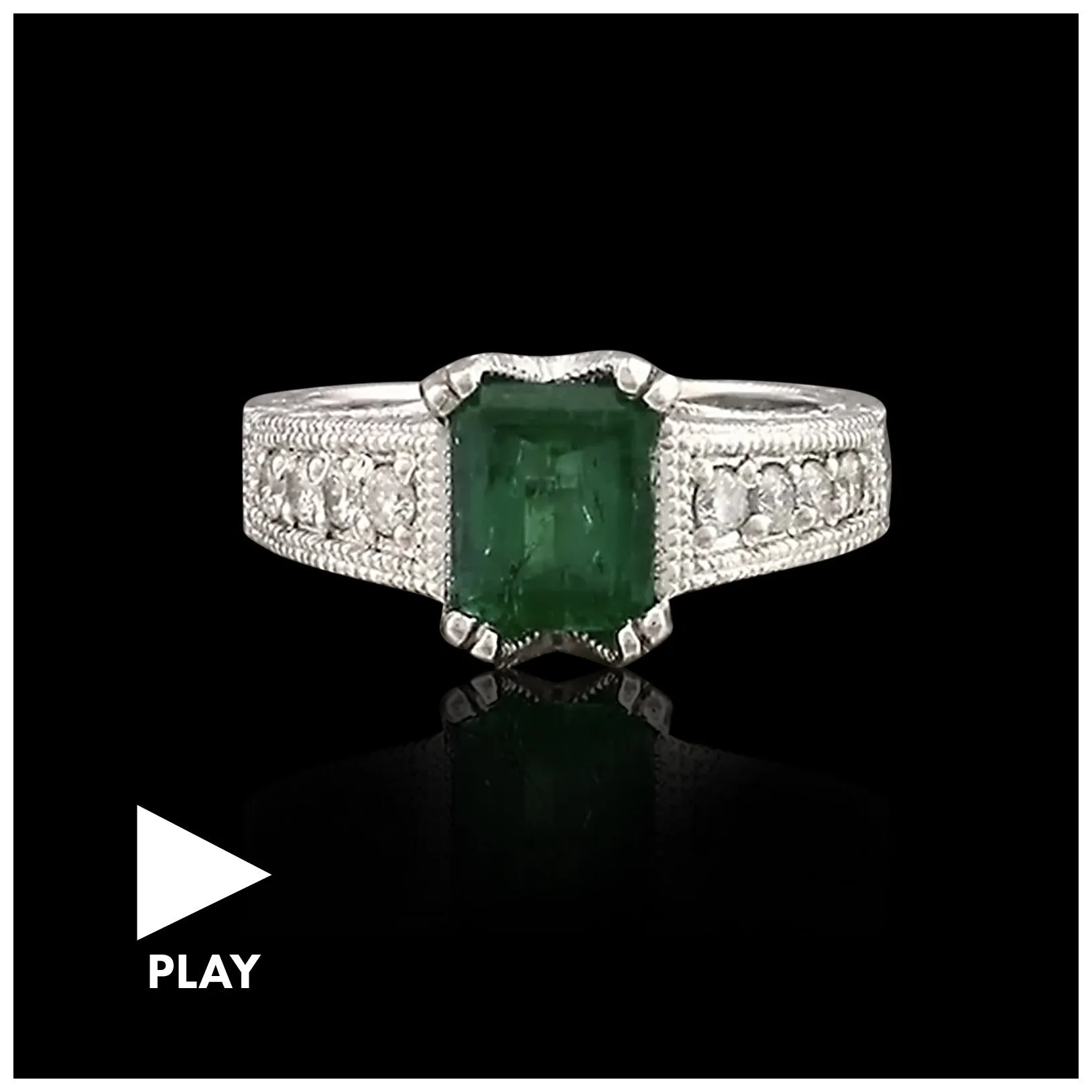 Emerald & Diamond Platinum Ring