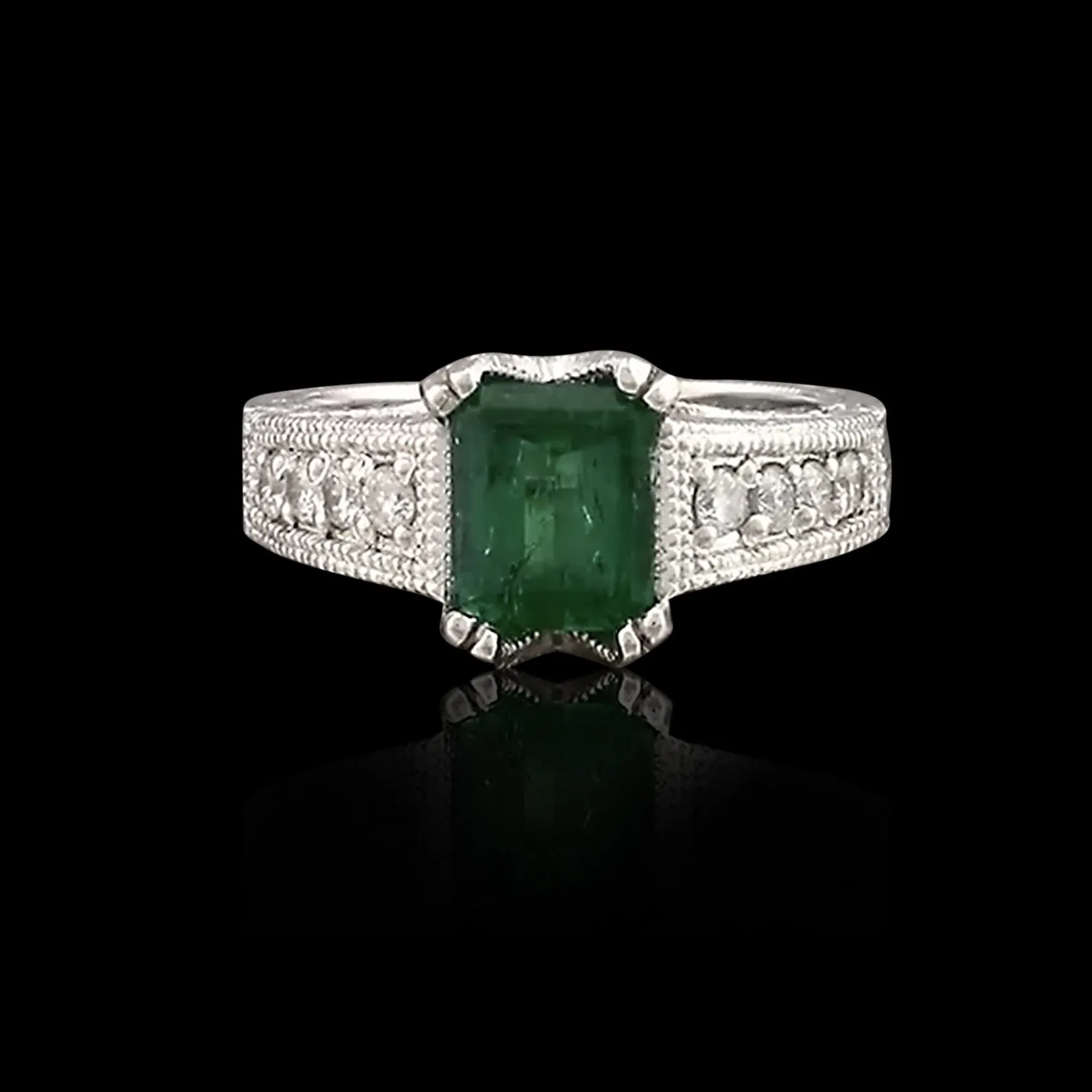 Emerald & Diamond Platinum Ring