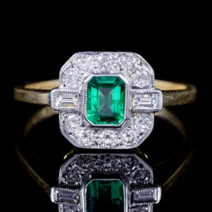 Emerald Diamond Engagement Ring 18Ct Gold